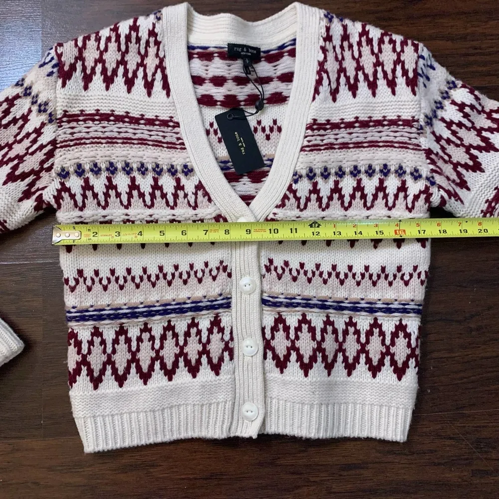 Rag & Bone cream and maroon cardigan sweater size S NWT - Image 10