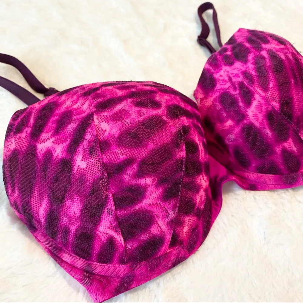 VS PINK  Purple Tie Dye Lace Date Night Pushup Bra Size 32DD - Image 3