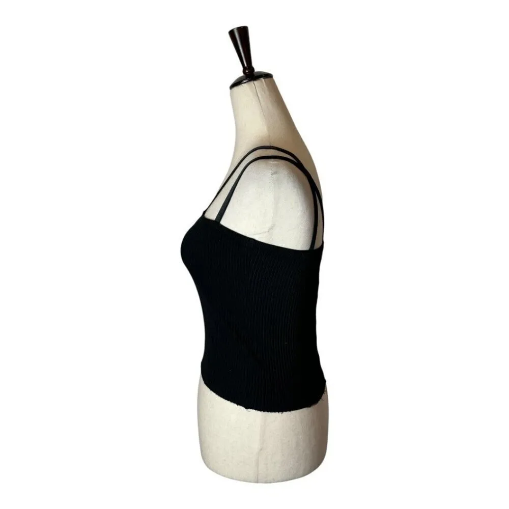The Range Shirt Women XS Black Ribbed‎ Knit Double Strap Cropped Alloy Tank Top - Image 7