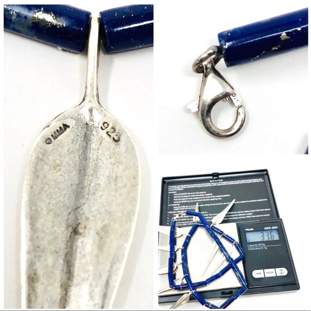 MMA Sterling silver, lapis lazuli Egyptian revival necklace, 33.6g - Image 6