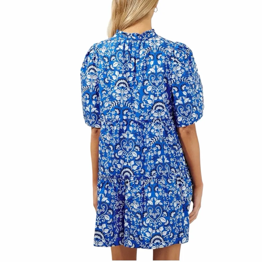 Sugarlips Lulu Dixie Dress Mini Shift Blue Floral Cotton Women’s Size Medium - Image 2