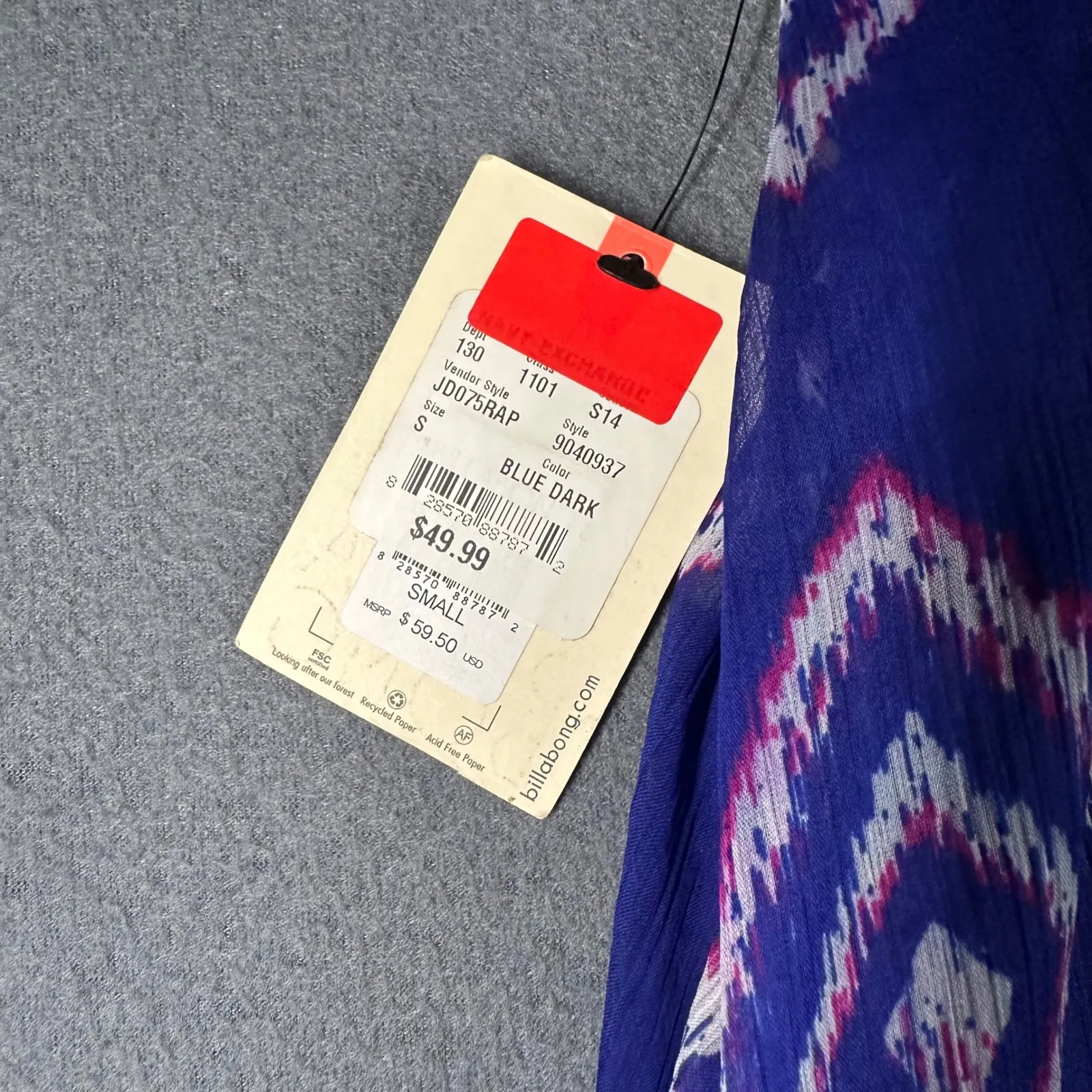 Billabong Handkerchief Hem Maxi Dress Small Royal Blue Geometric Print Cover Up - Image 12