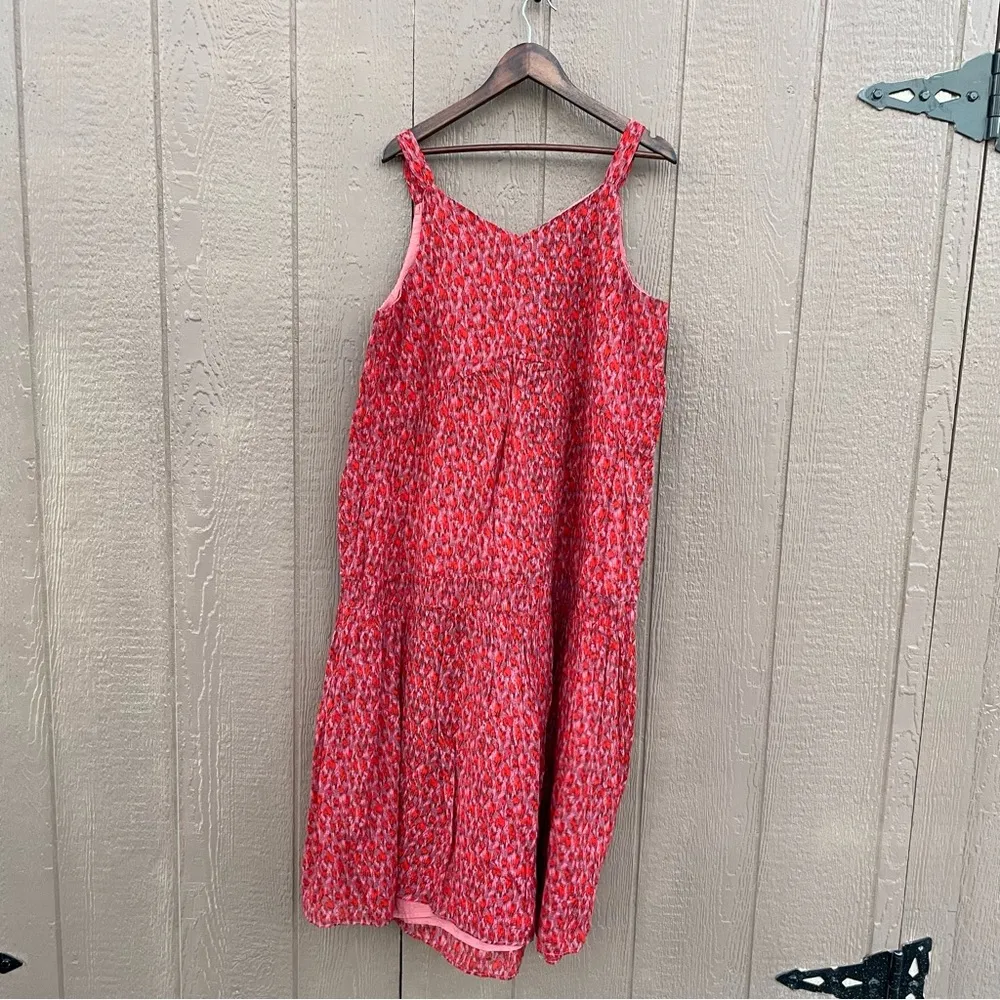 Joie Womens Dress Bondi Tea Rose Cotton Tiered MIDI V Neck A Line Large - Image 4