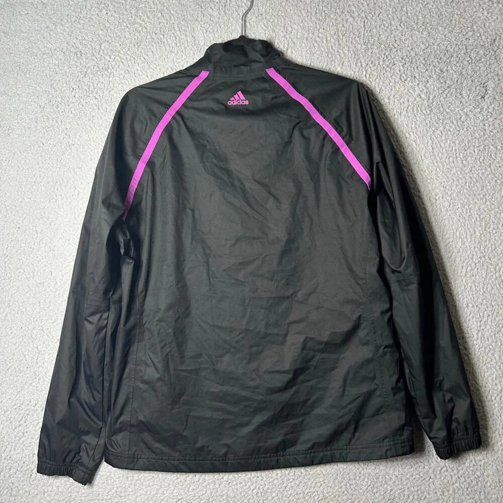 Adidas Jacket Womens M Black Climaproof Full Zip Windbreaker Jacket Golf Running - Image 2