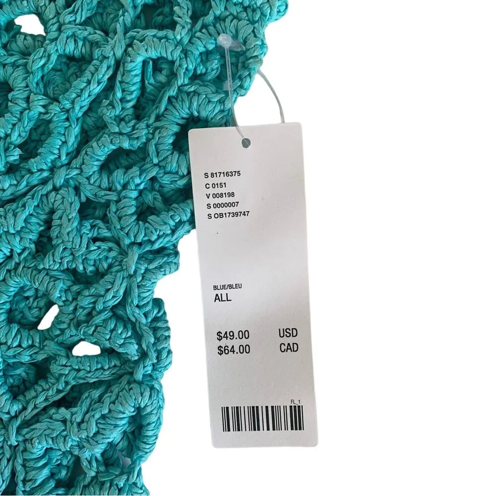 Urban Outfitters Monaco Blue Raffia Hobo Beach Vacation Bohemian Style Bag NWT - Image 4