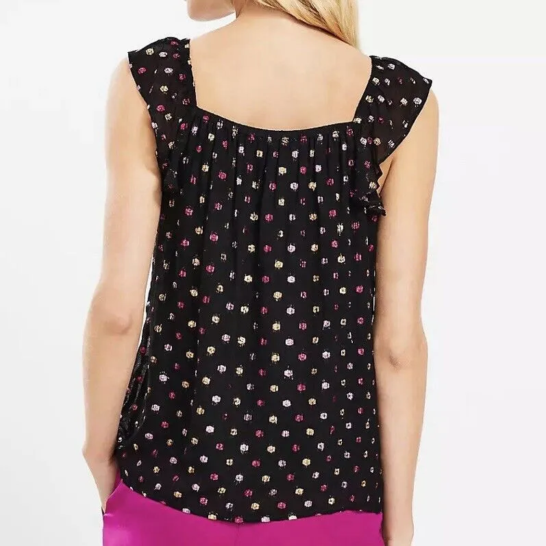 LOFT Shimmer Metallic Polka Dot Ruffle Sleeveless Top Women’s Size Petite‎ Large - Image 6