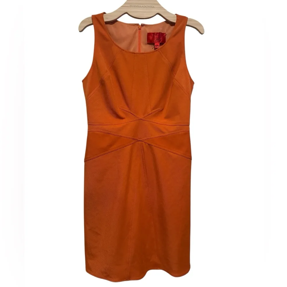 ZAC POSEN Z SPOKE SLEEVELESS FITTED ORANGE COCKTAIL PARTY DRESS 10 - Image 2