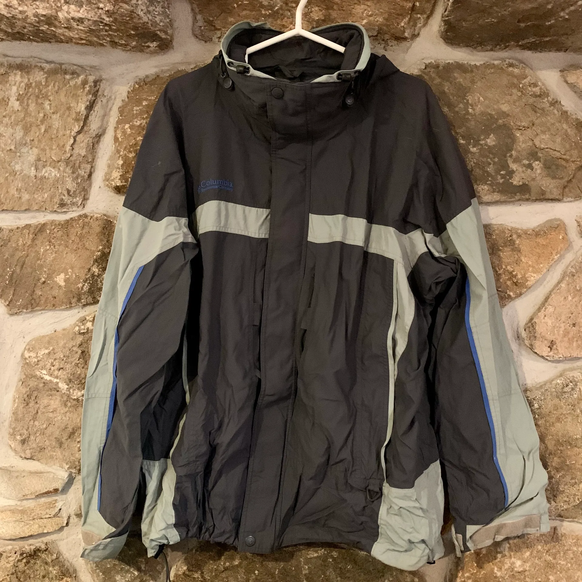 Grey/Blue Thick Zip Up Windbreaker Material Boulder Ridge  Jacket - Image 2