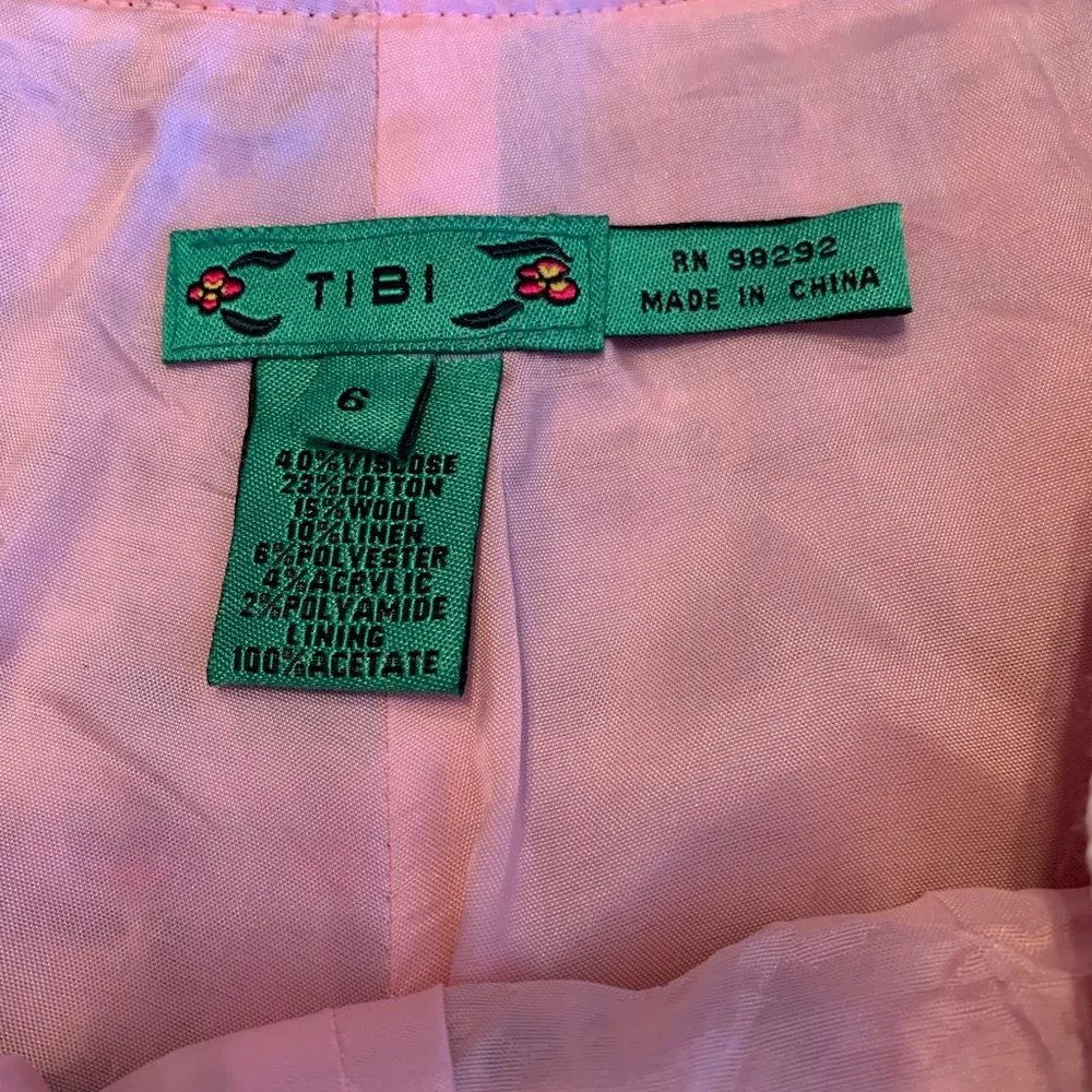 Tibi Tweed Pink Lined Skirt Size 6 Wool Linen Blend - Image 6