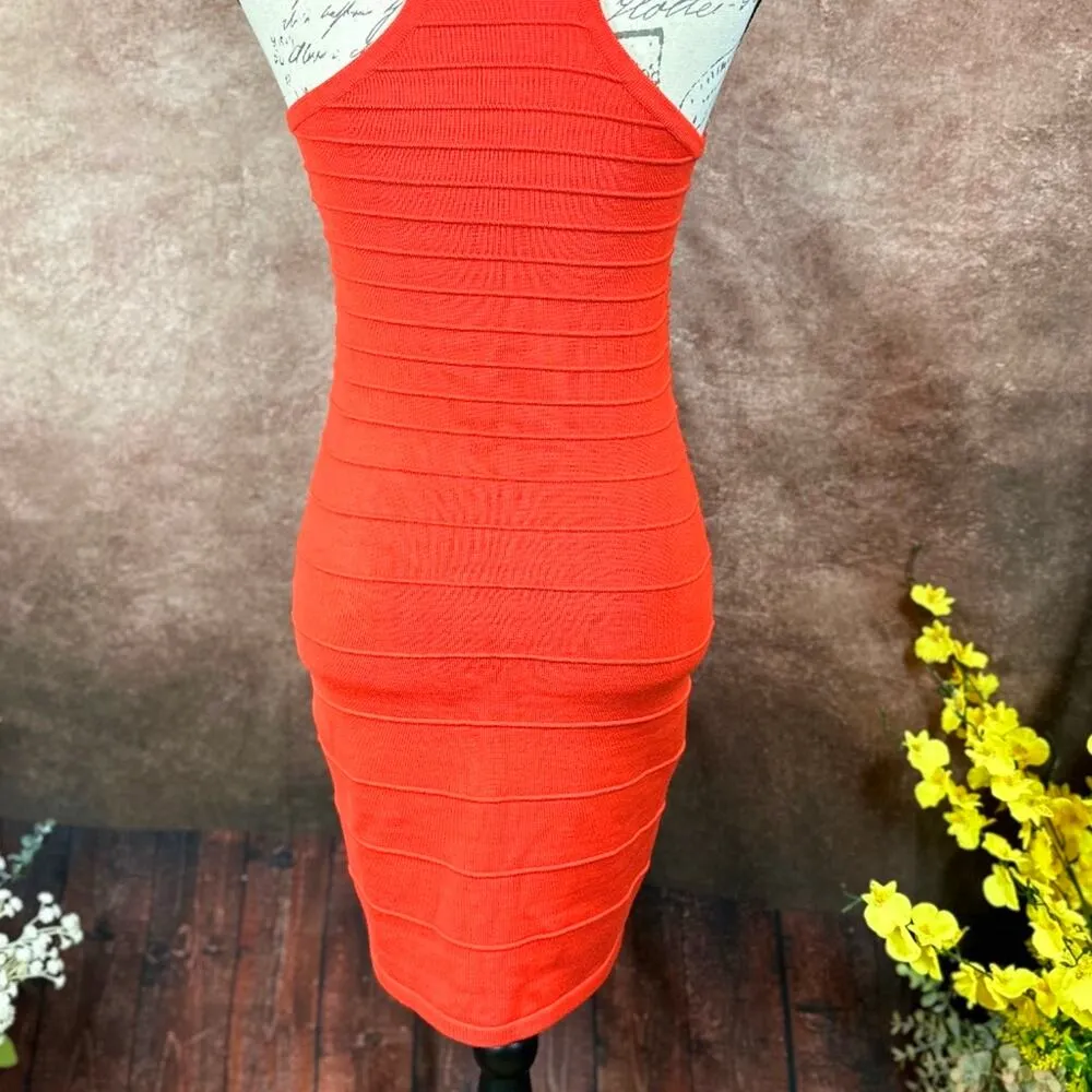 Romeo & Juliet Couture Bodycon Ribbed Racerback Mini Dress Red L - Image 5