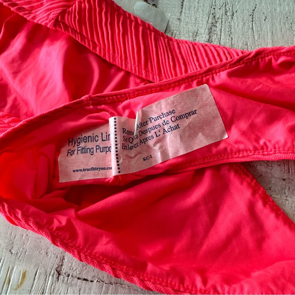 Becca Textured Ribbed Bikini‎ Bottoms NWT size Large Hot Pink Swimsuit - Image 8
