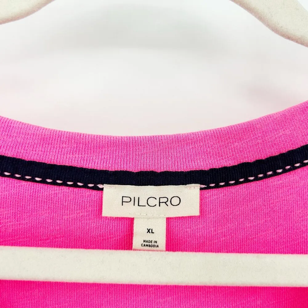 Anthropologie Pilcro Womens Barbiecore Tie Front Cuffed Short Sleeve Top XL Pink - Image 2