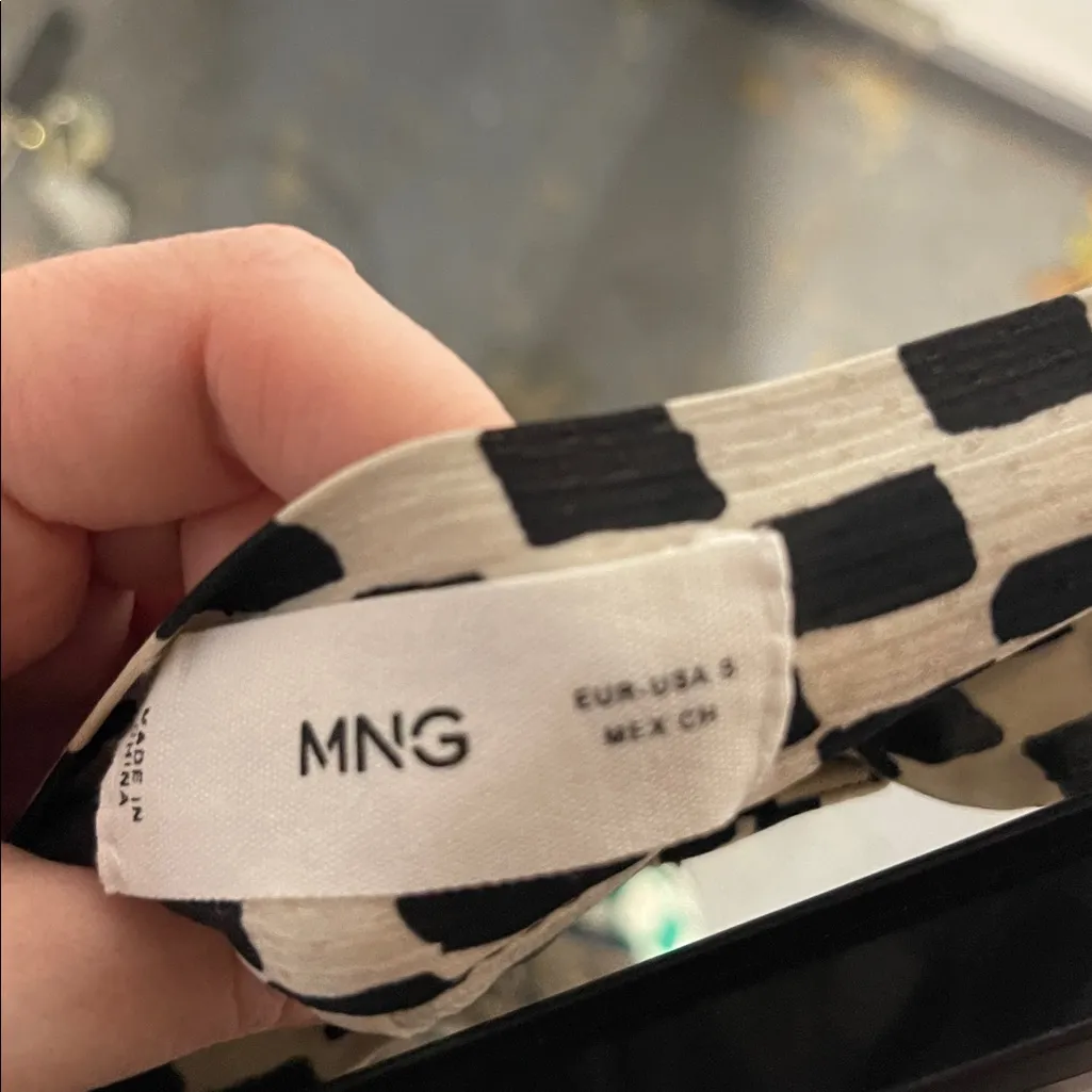 MANGO WOMENS BLACK WHITE PRINT MIDI SKIRT BUTTON UP SMALL - Image 6