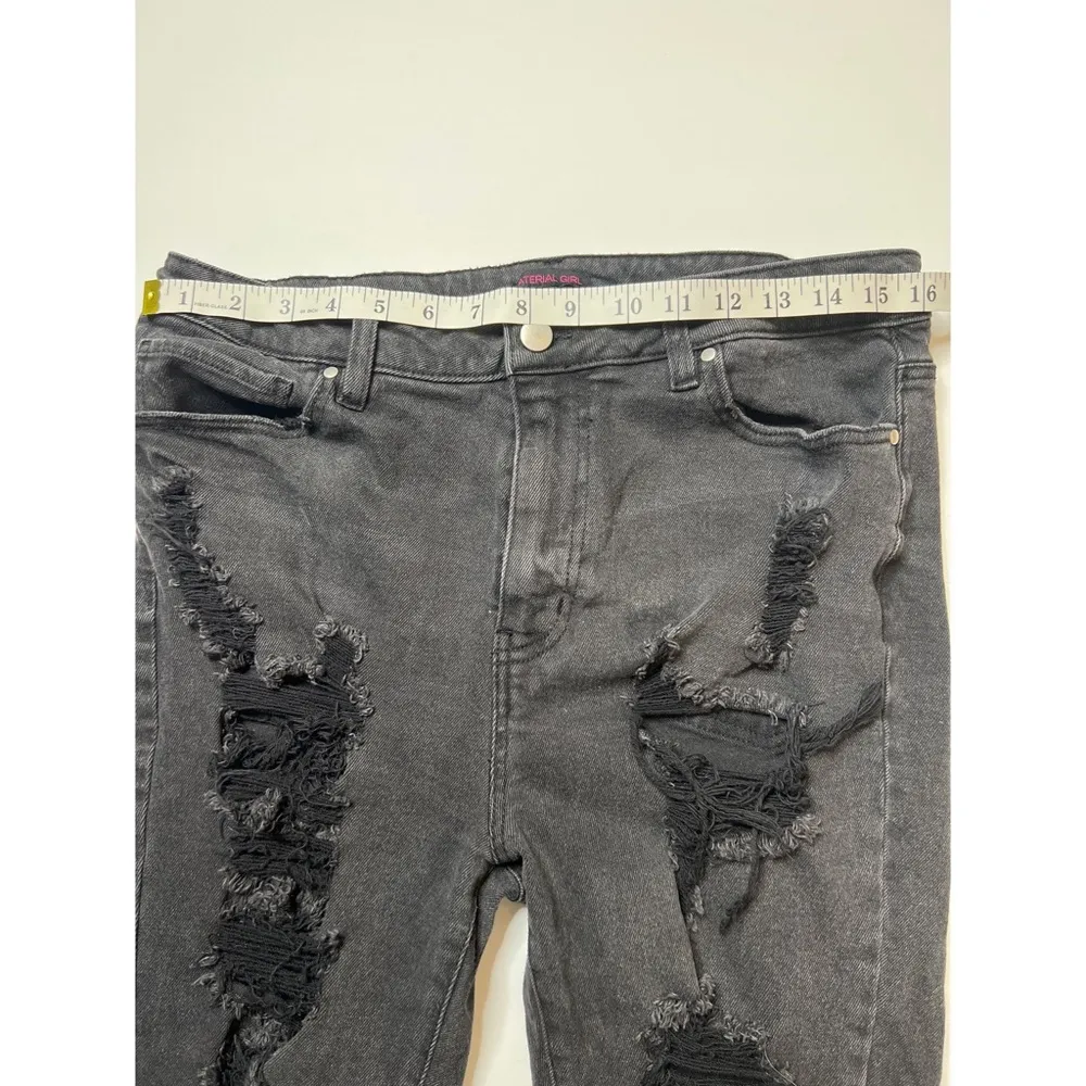Material Girl Denim Black Distressed Bermuda Shorts Sz 13 Juniors - Image 5