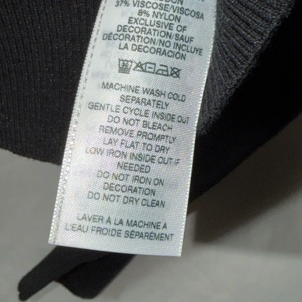 True Religion Black and Gold Knit Rhinestone Pullover Sweater NWT Size Medium - Image 6