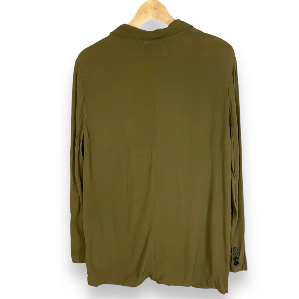 Urban Outfitters Blazer Slouchy Viscose Olive Green Medium Boho‎ Single Button - Image 2
