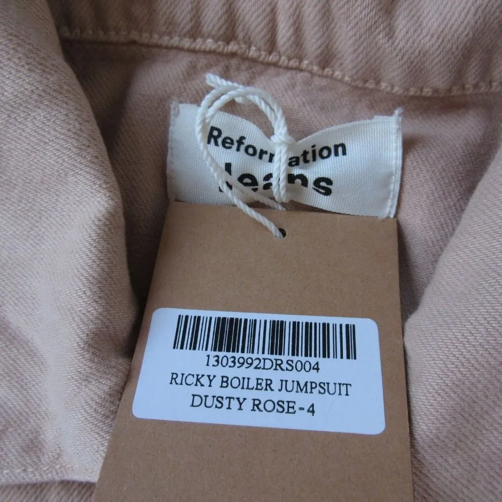 NWT Reformation Ricky Boiler Jumpsuit in Dusty Rose Denim Crop Zip Coverall 4 - Image 4