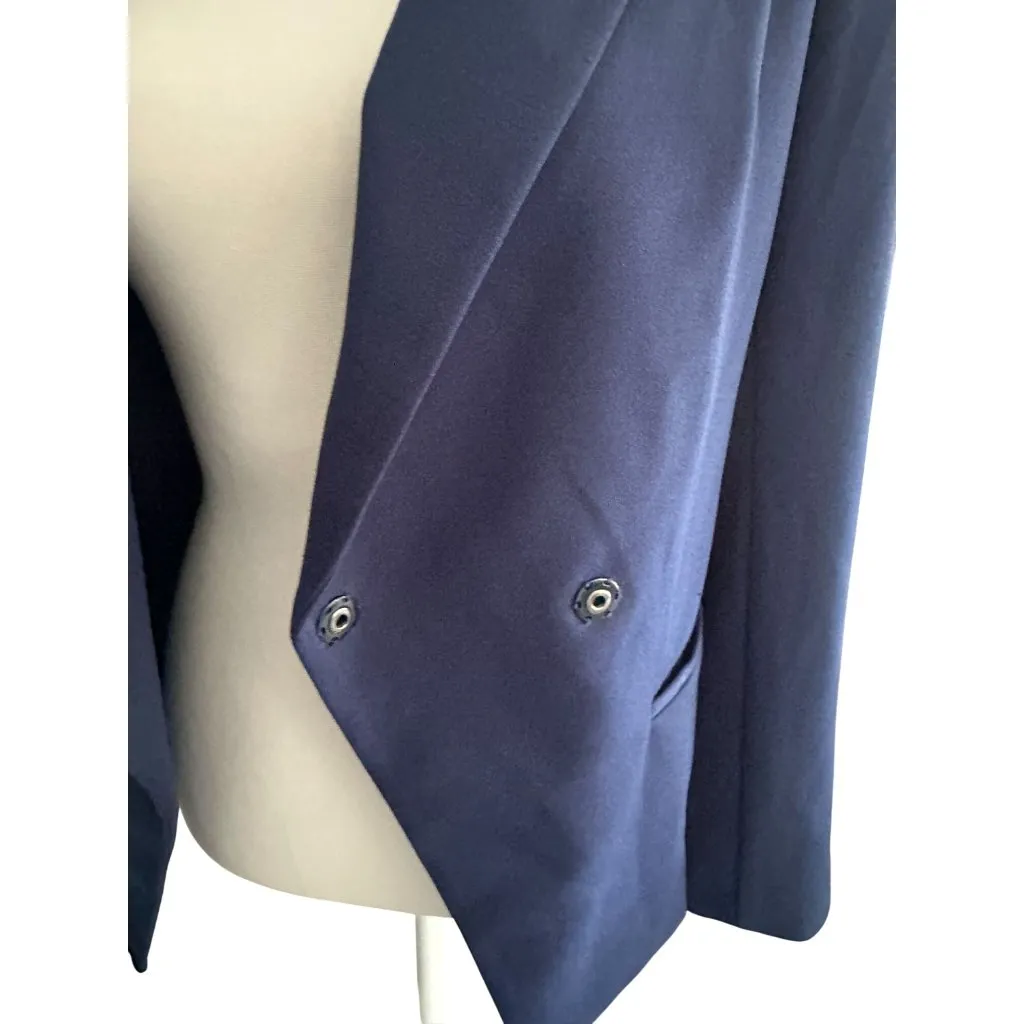 WHITE HOUSE BLACK MARKET Navy Blue Buttoned Jacket Blazer Size 2 - Image 6