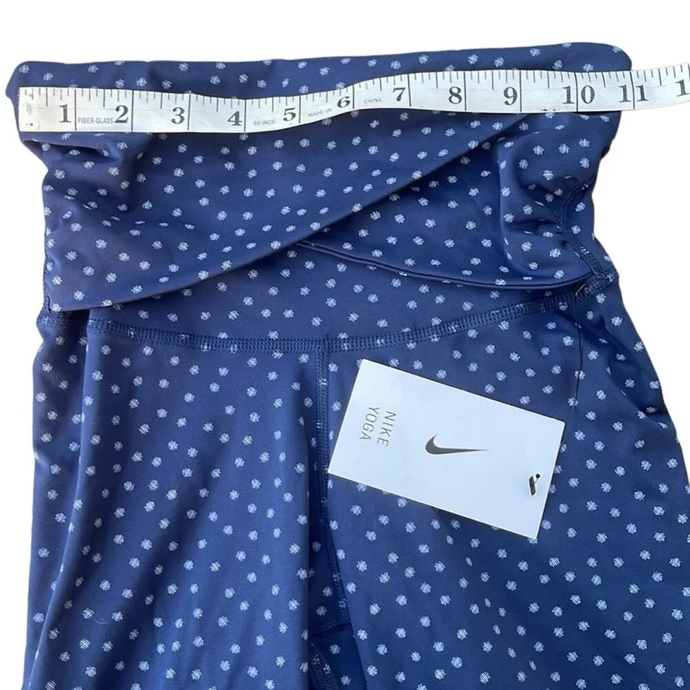 Nike blue & white polka dot yoga legging pants high rise 7/8 length size XS NEW - Image 7