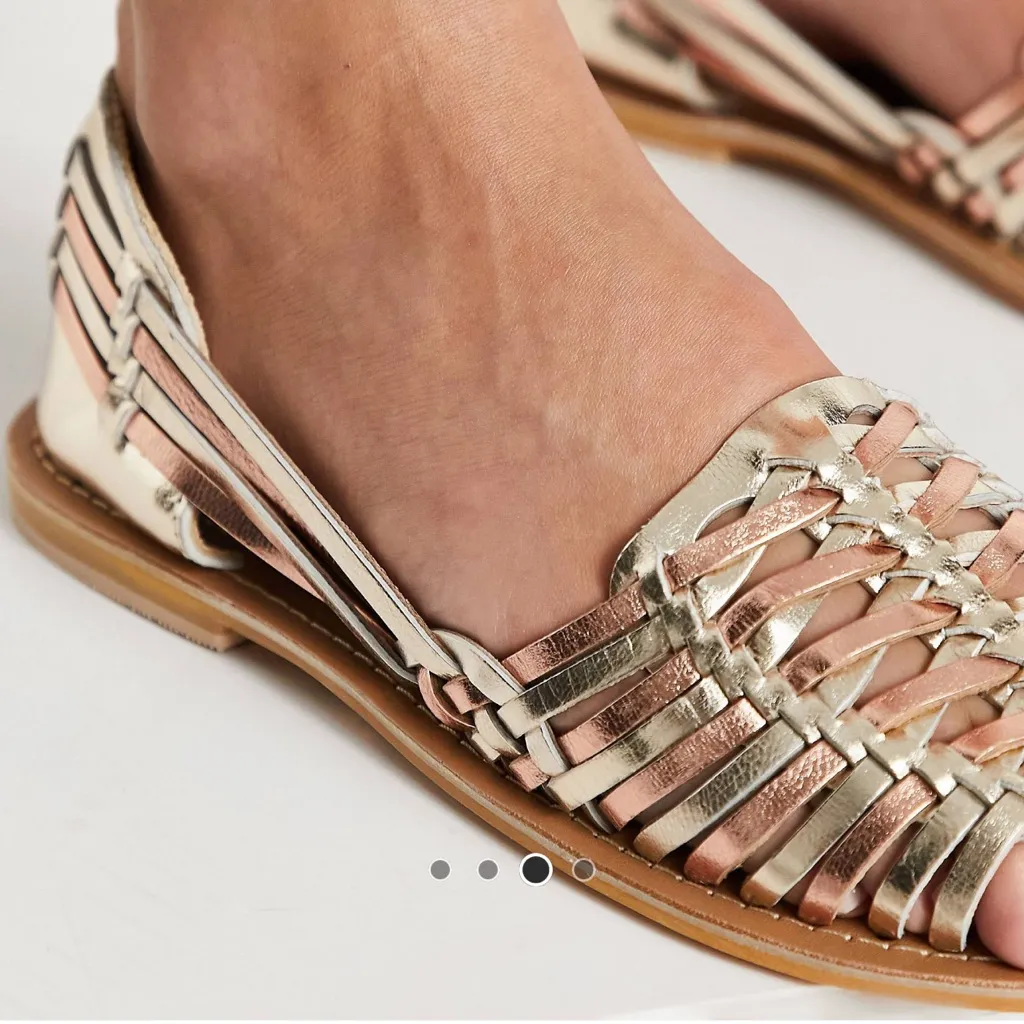 ASOS WOVEN GENUINE LEATHER OPEN TOE FLATS US9 - Image 2