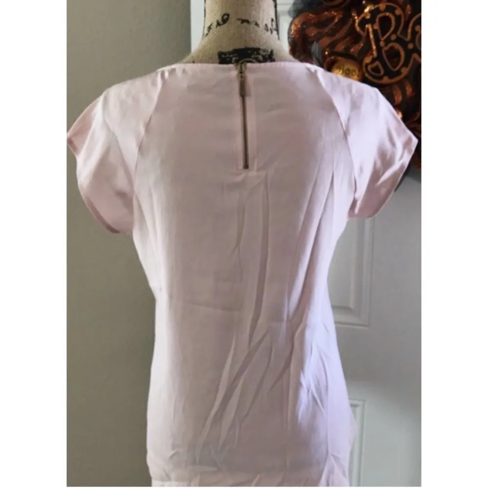 ✨ HP✨Express Blush Pink Silky Zip Back Blouse✨ - Image 3