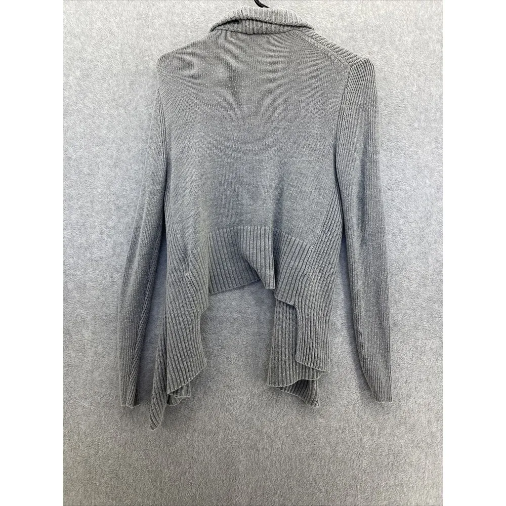 Banana Republic Cardigan Ribbed Knit Waterfall open Front High Merino Wool Gray - Image 6