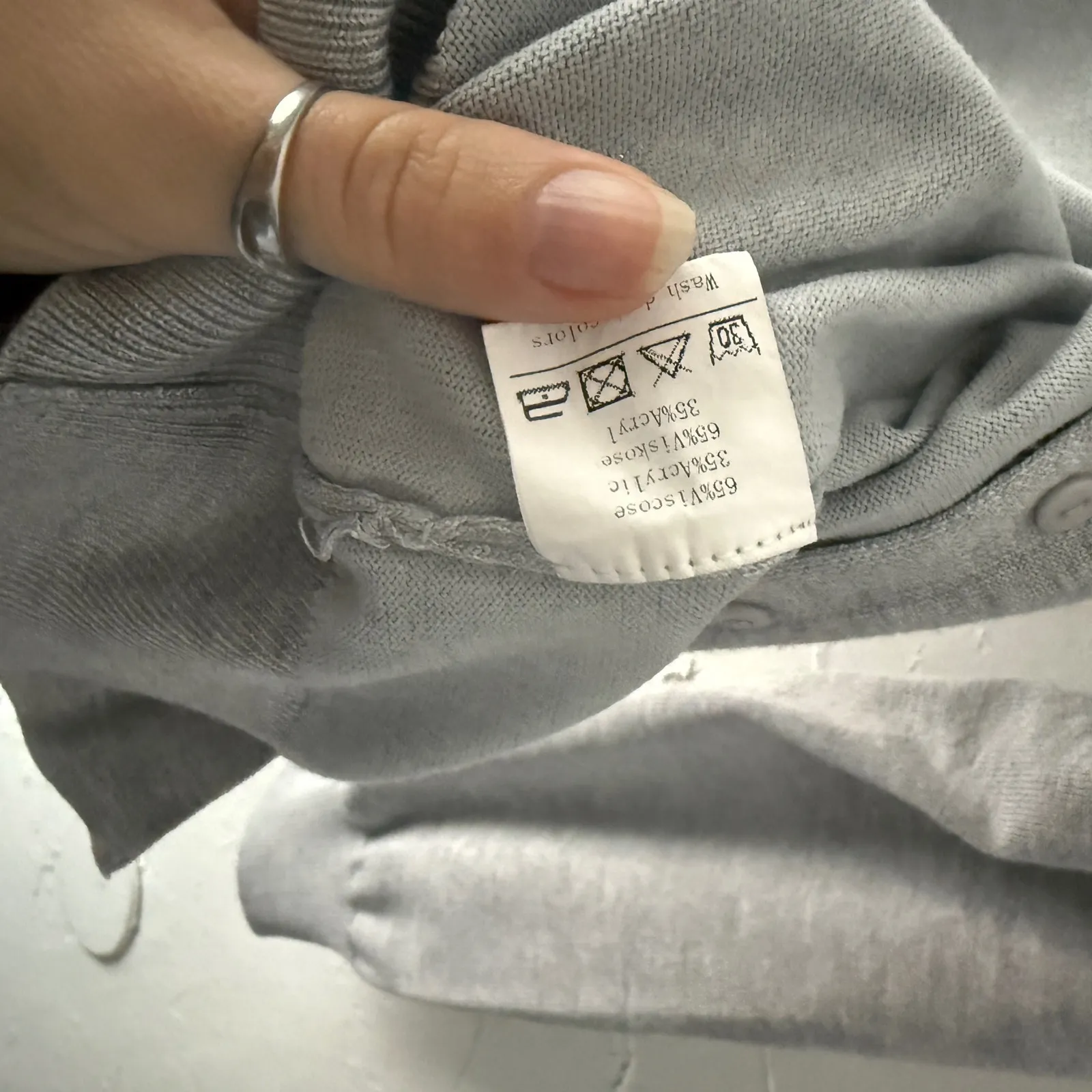 Grace Karin Womens Cardigan Sweater Gray V Neck Button Front Knit Preppy Medium - Image 3