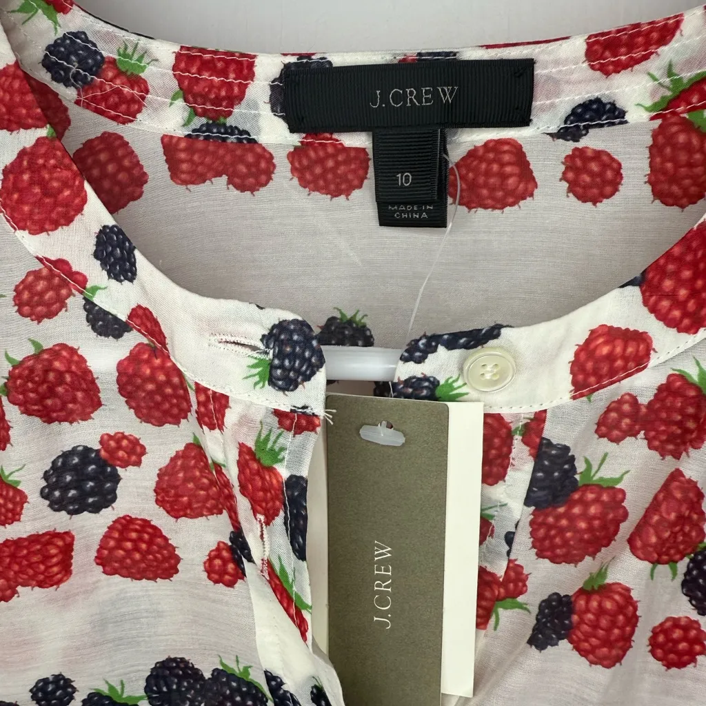 New NWT J.Crew Berry print popover shirt size 10 - Image 3