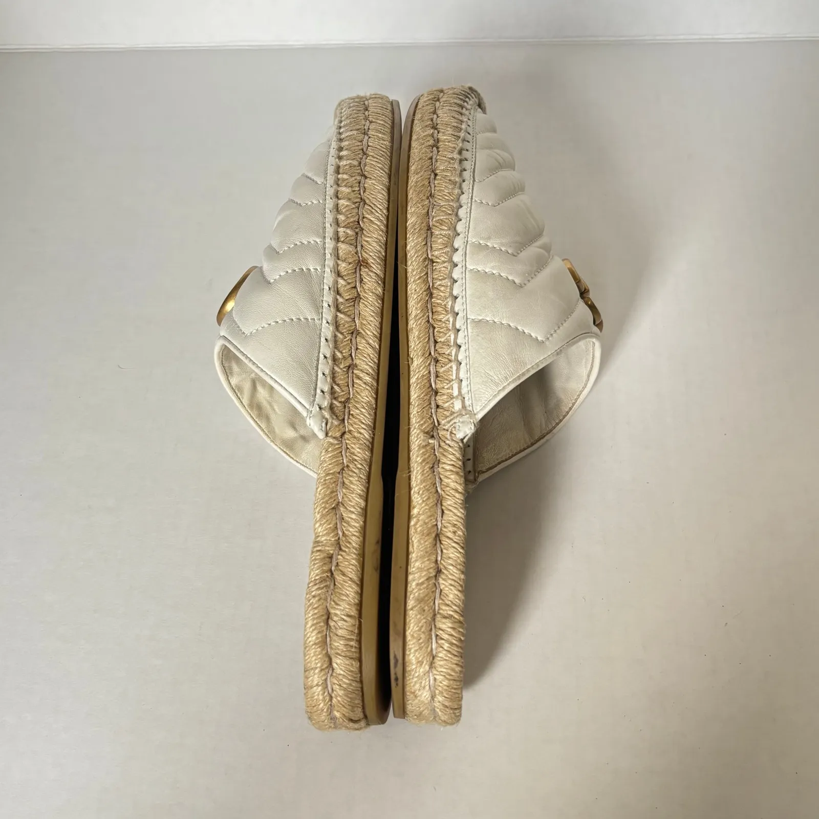 Gucci Charlotte Marmont GG Espadrille Mule Sandals White Matelasse Size EU 41.5 - Image 12