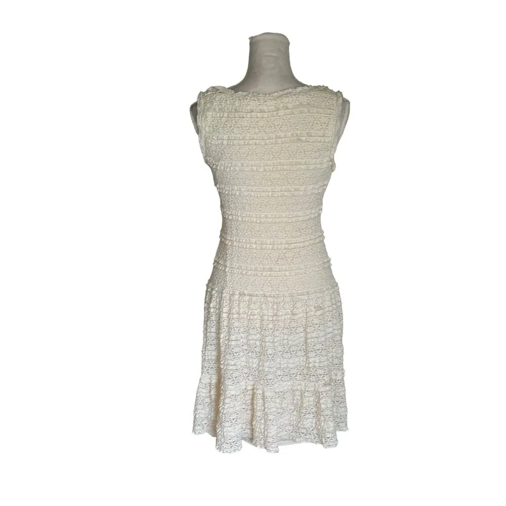 Max Studio Sophie FelicIe Textured Lace Tiered Dress M Stretchy Cottage Core - Image 5
