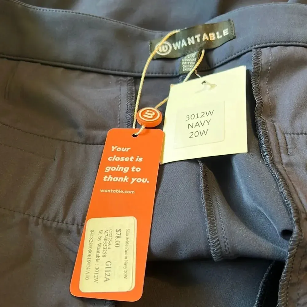 W. by Wantable Slim Ankle Pant in Navy 20W Plus Size Stretch Blue - Image 2