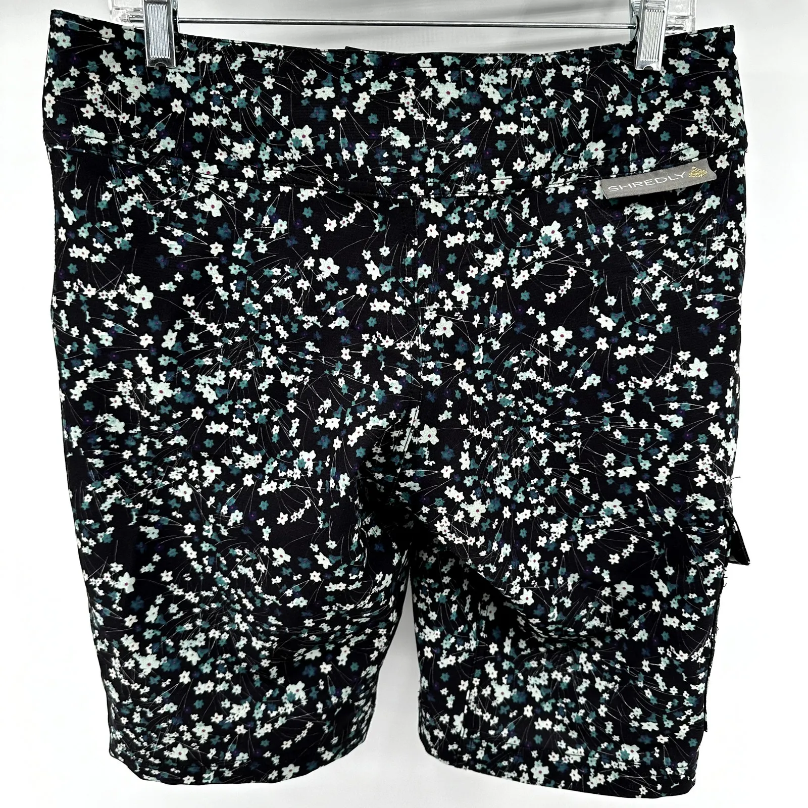 Shredly The MTB Shorts Cycling Biker Mid Rise Floral Trail Black Daisies 6 - Image 6