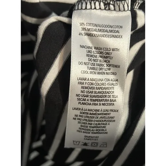 Calvin Klein Performance Women Large Stripe‎ Stretch Black White Pocket Tee Top - Image 6