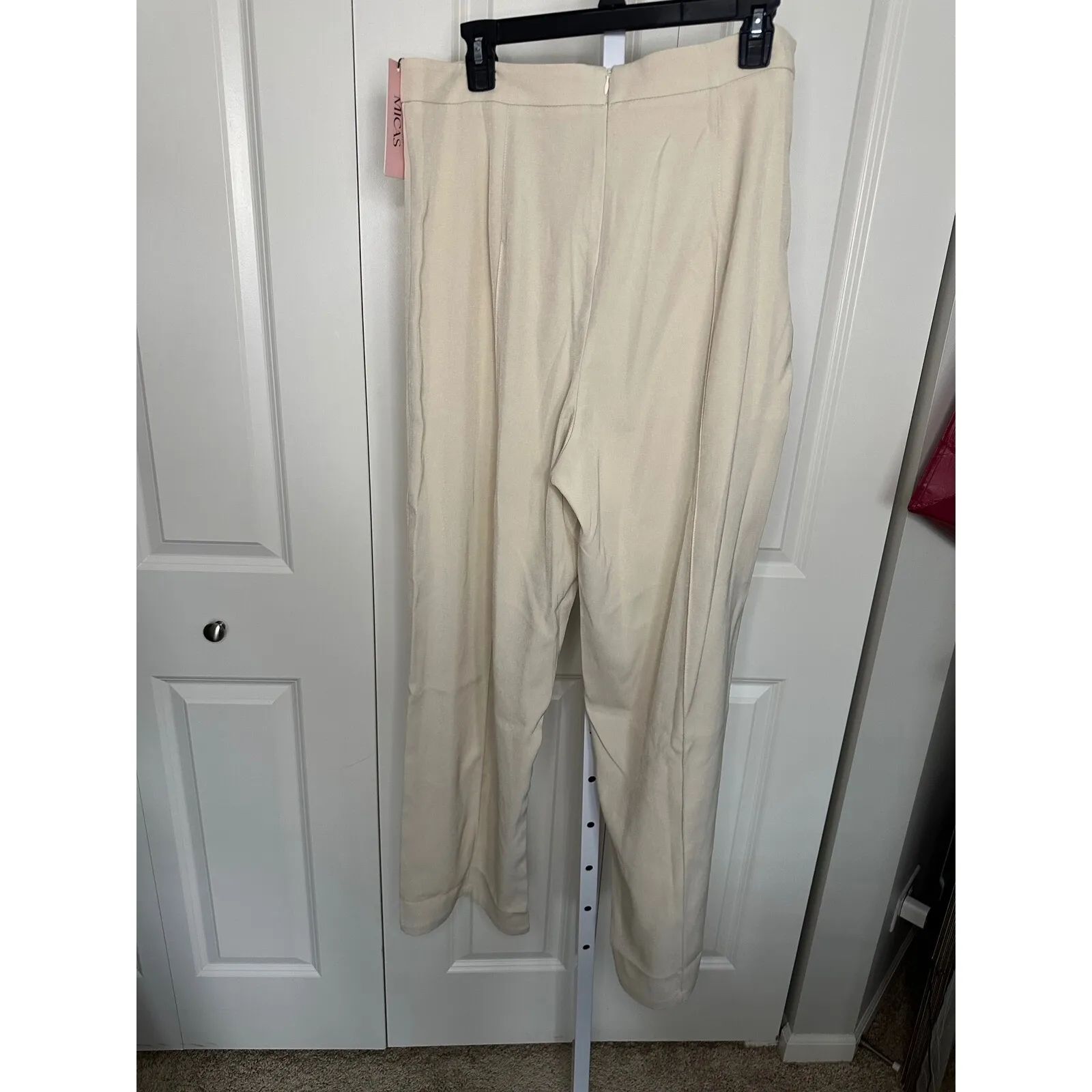 Shop Micas Draped Front Pants High Waist Dressy Trousers Wheat XL Tan - Image 3