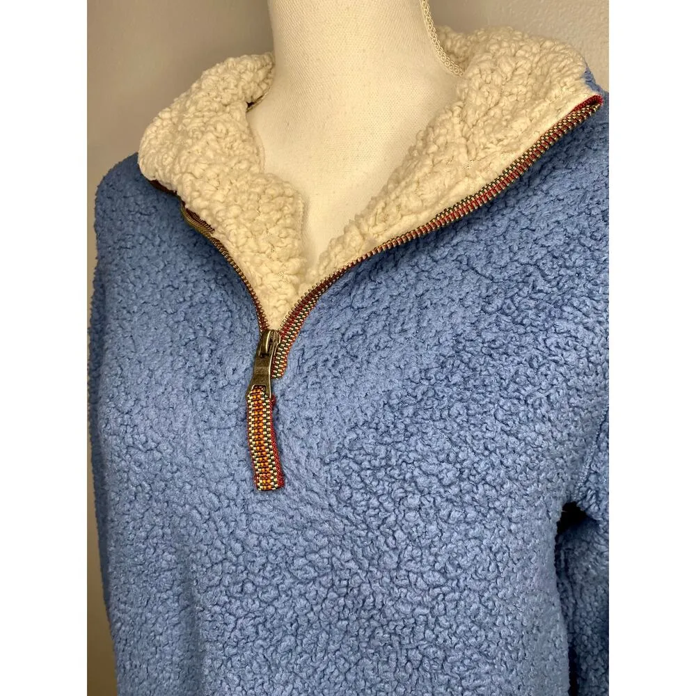 Sherpa Womens Jacket Pullover Blue 1/4 Zip Sweatshirt Women's Size Small - Image 9