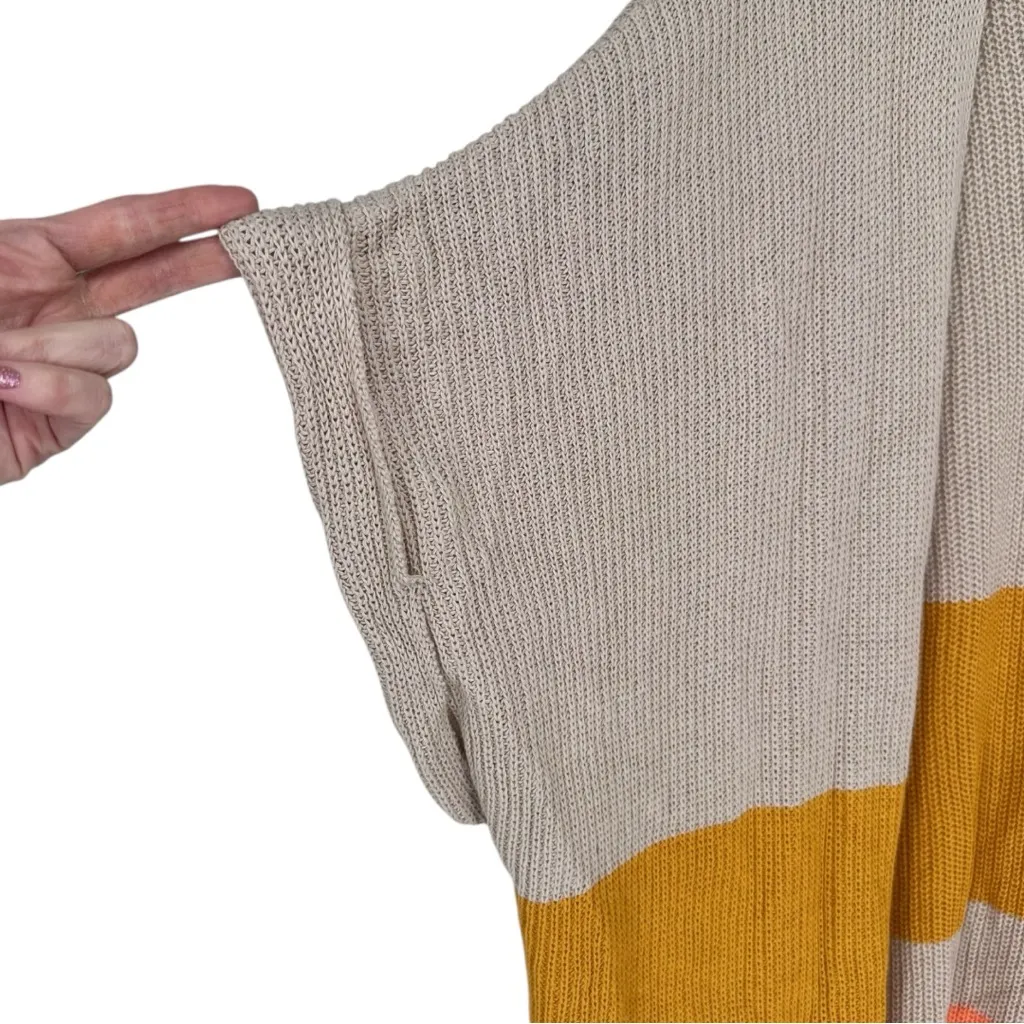 Umgee Colorblock Knit Open Cardigan Boho size Large Warm Tones NWT Short Sleeves - Image 4