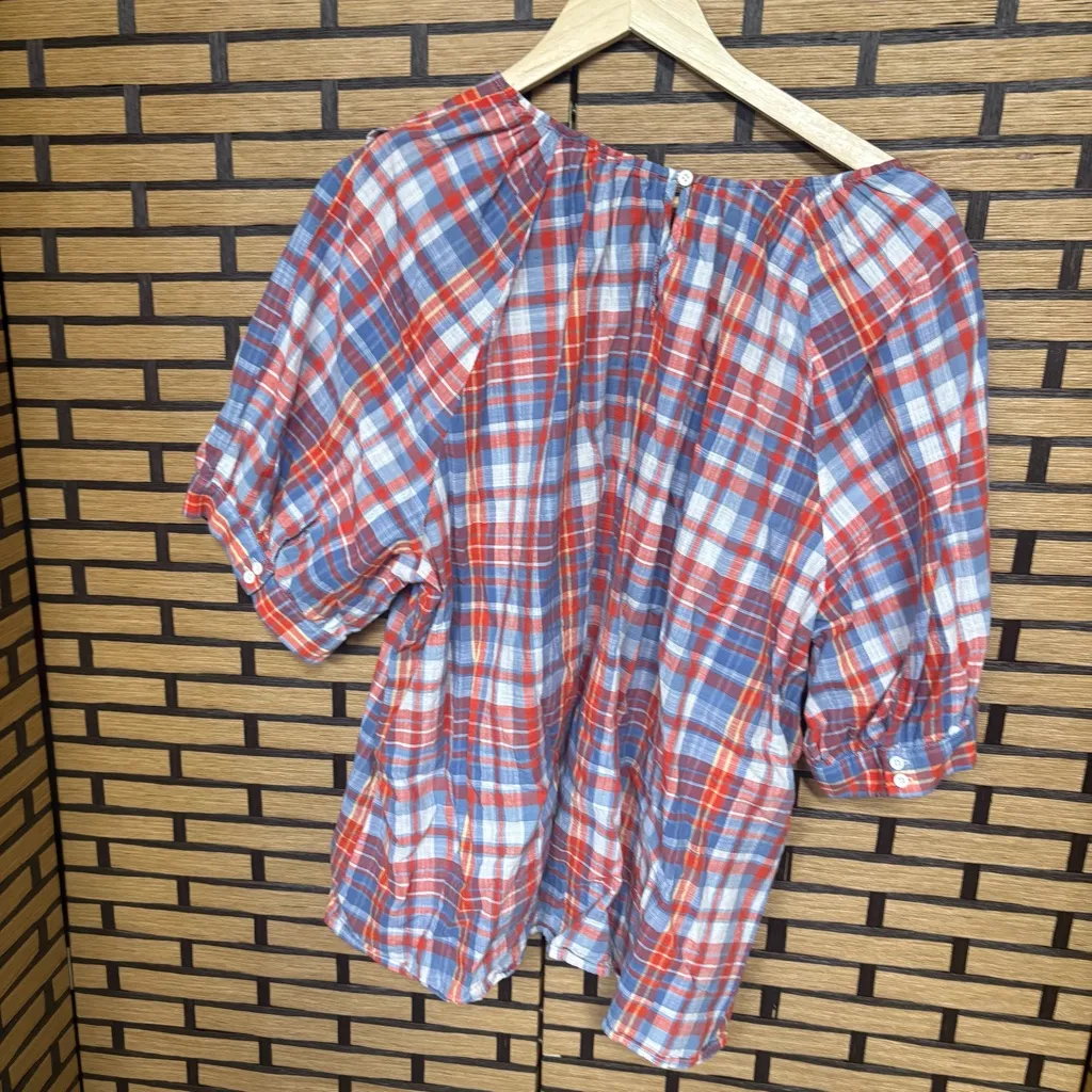 Terra & Sky Blue And Red Plaid Top Size 2X - Image 2