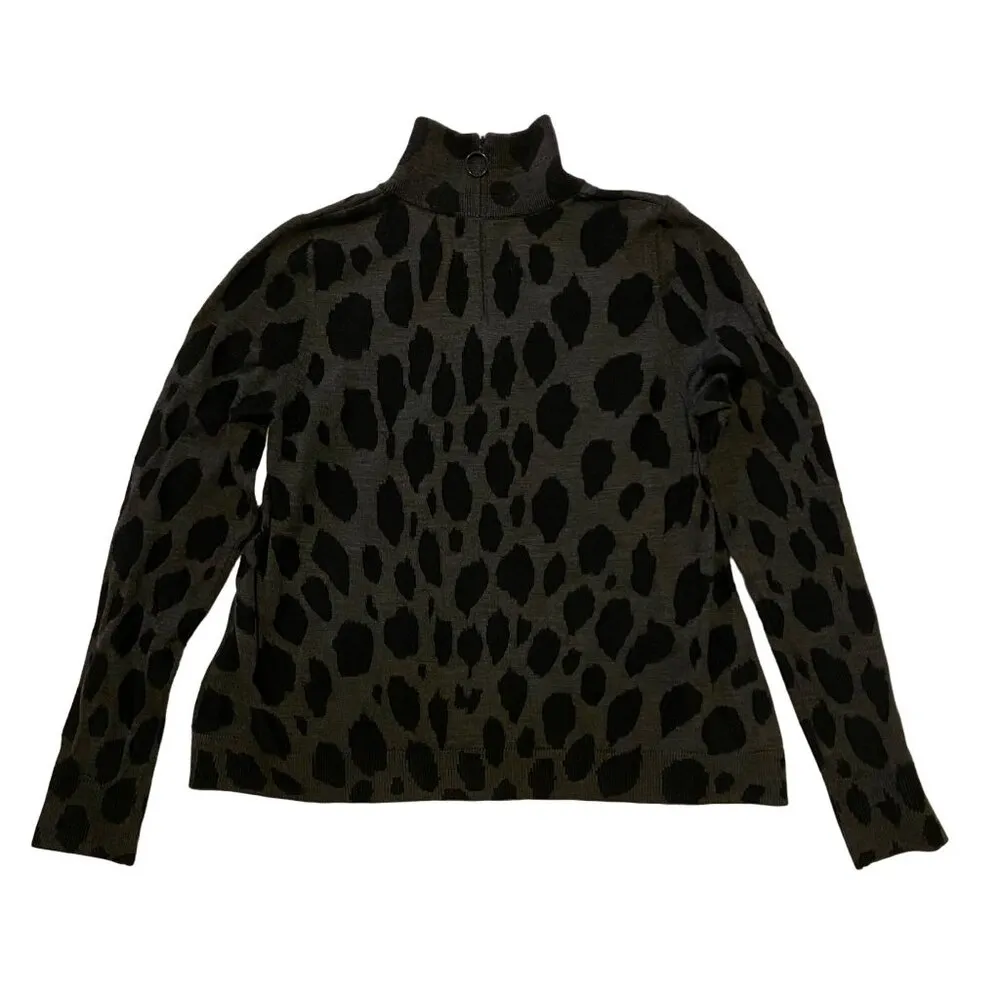 $695 NWT Akris Punto 4 Animal Dot Jacquard Sweater Wool Pullover Mock Neck Gray - Image 4