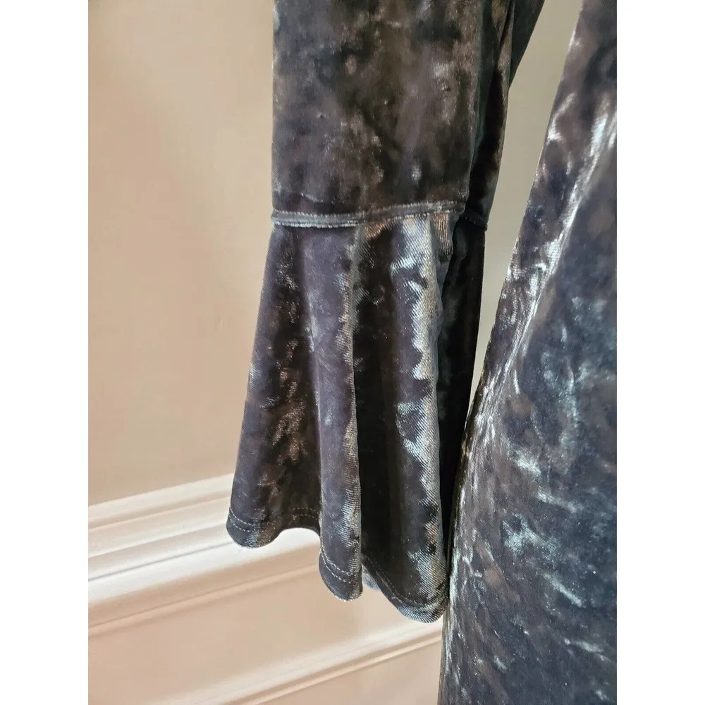 Nally & Millie Women Gray Polyester Round Neck Long Sleeve Knee Length Dress S/M - Image 5