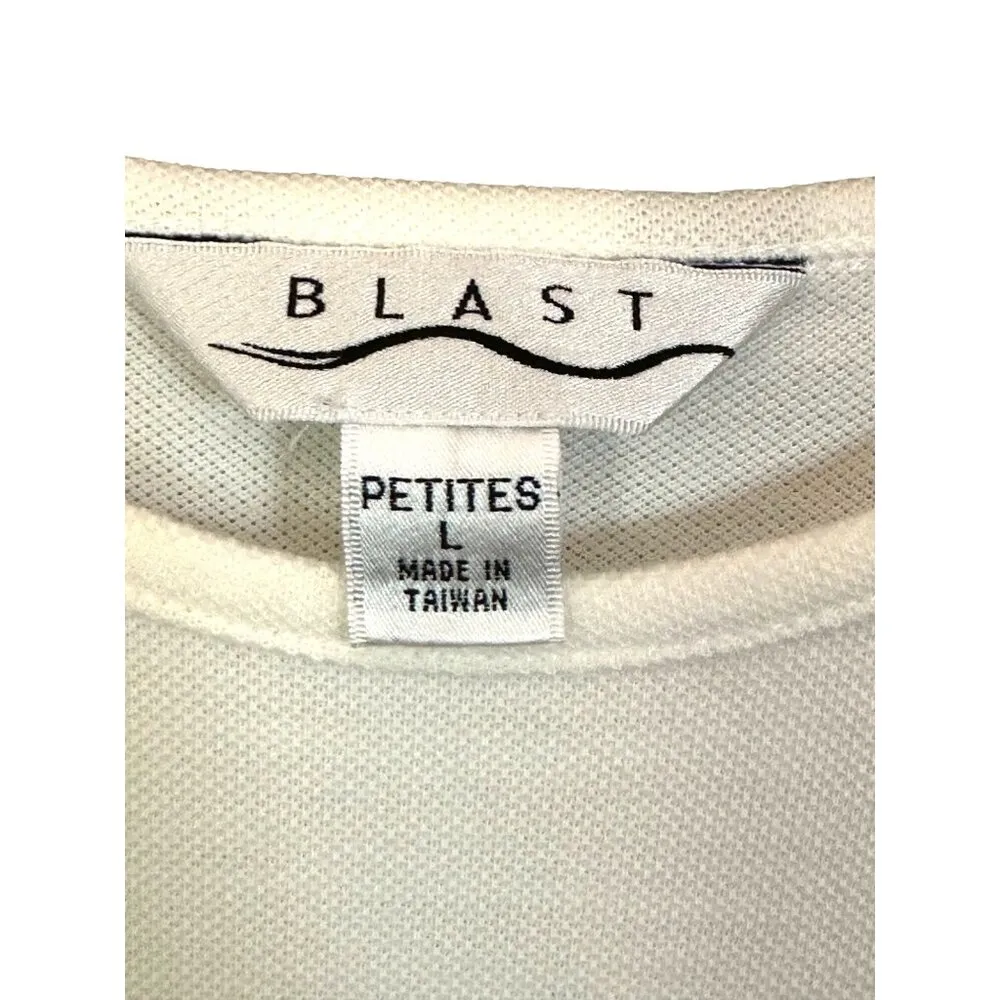 Vintage 90s Polo Shirt With 3D Blue Heart Embroidery And Buttons Sz PL Casual Size L - Image 4