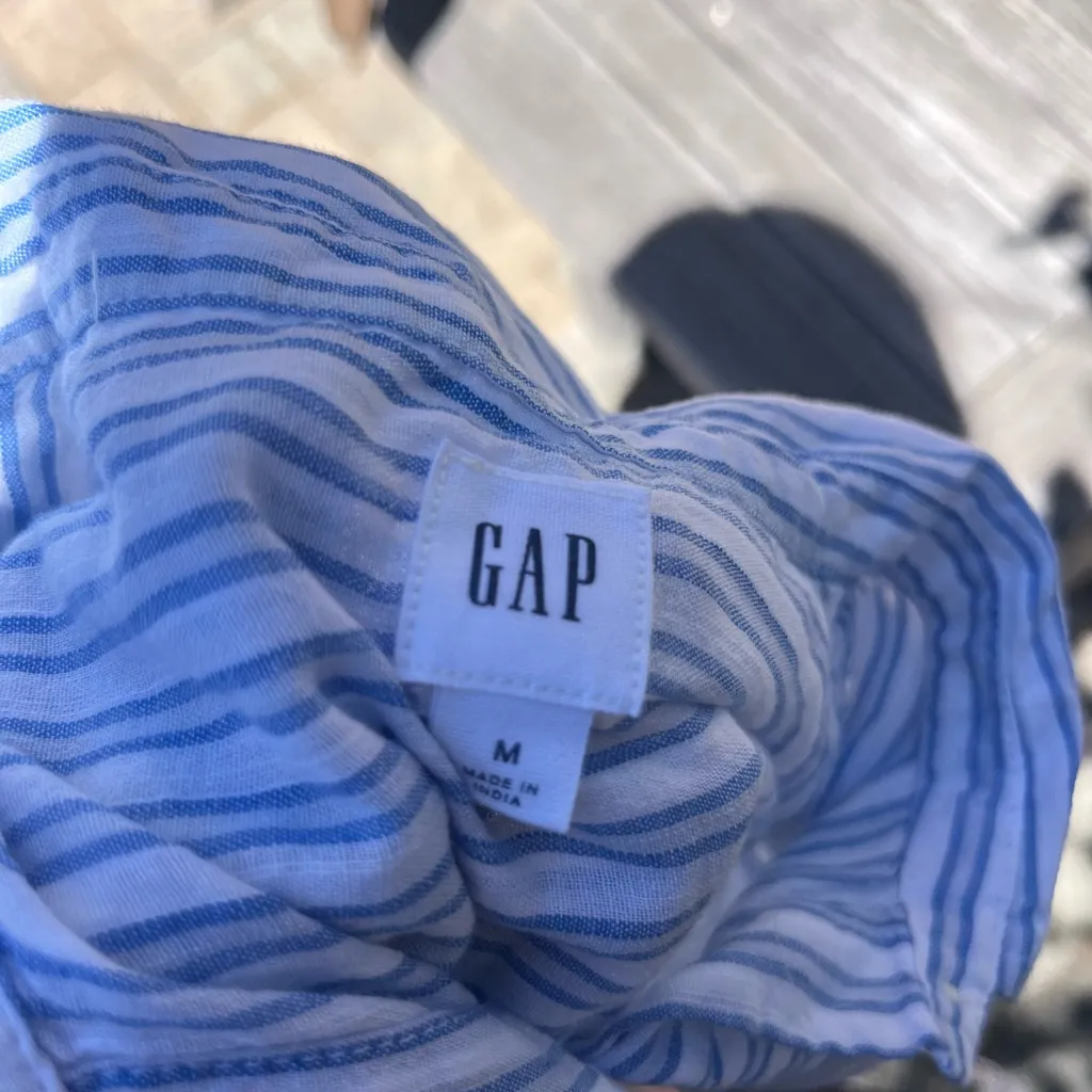 GAP Light Blue and White Striped Shirt - Image 3