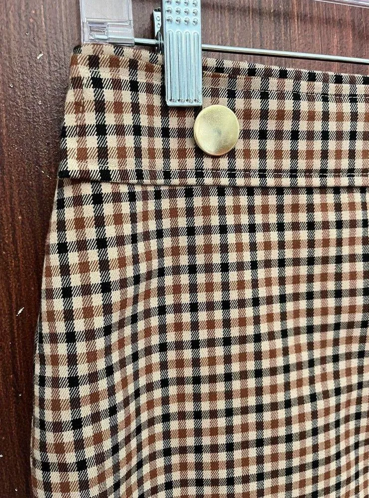 Ann Taylor Brown Plaid Straight Pencil Career Wear Skirt Women’s Size 2 Petite - Image 3
