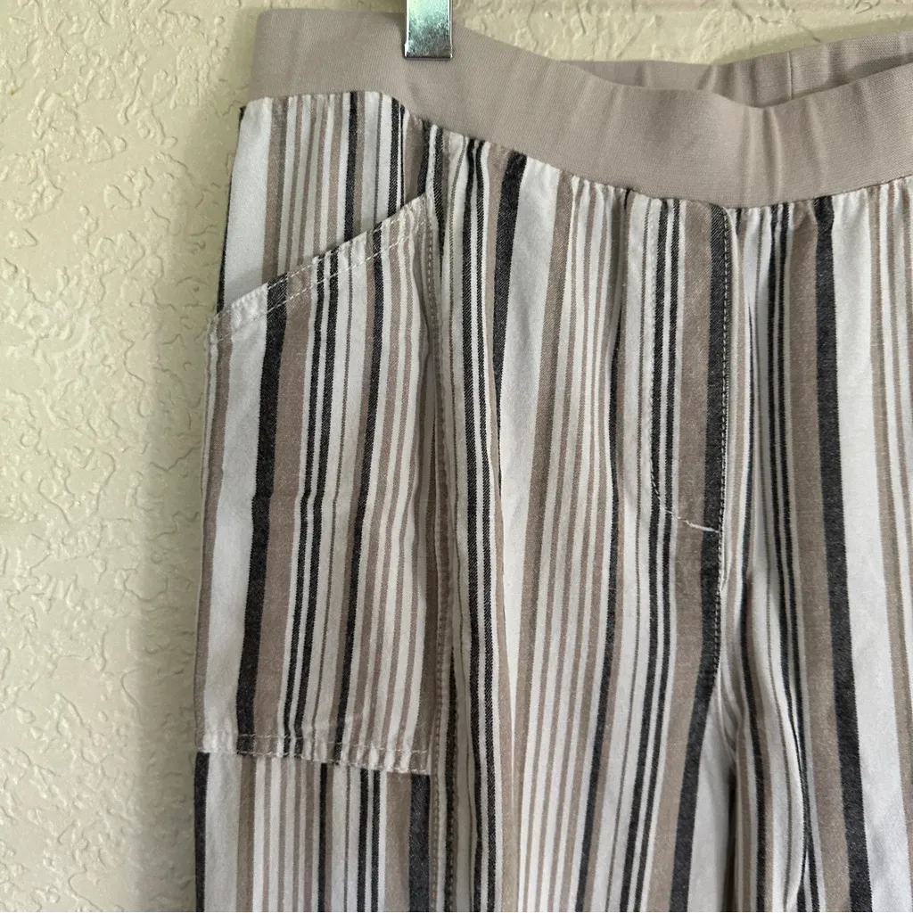 Chico's "Knit"‎ Earth Tones Striped Pull On Pants Size 1.5 Casual Stretch Capri - Image 7