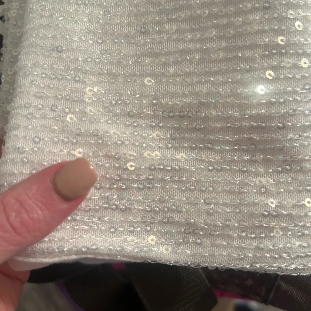 Pulse bright white Sequin Camisole size large - Image 4