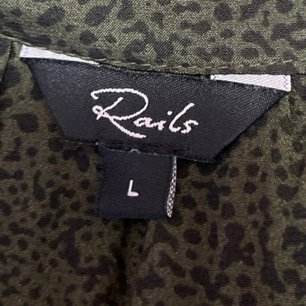 Rails Jasmine Olive Speckled V-neck Long Sleeve Smocked Waist Mini Dress Size L - Image 7