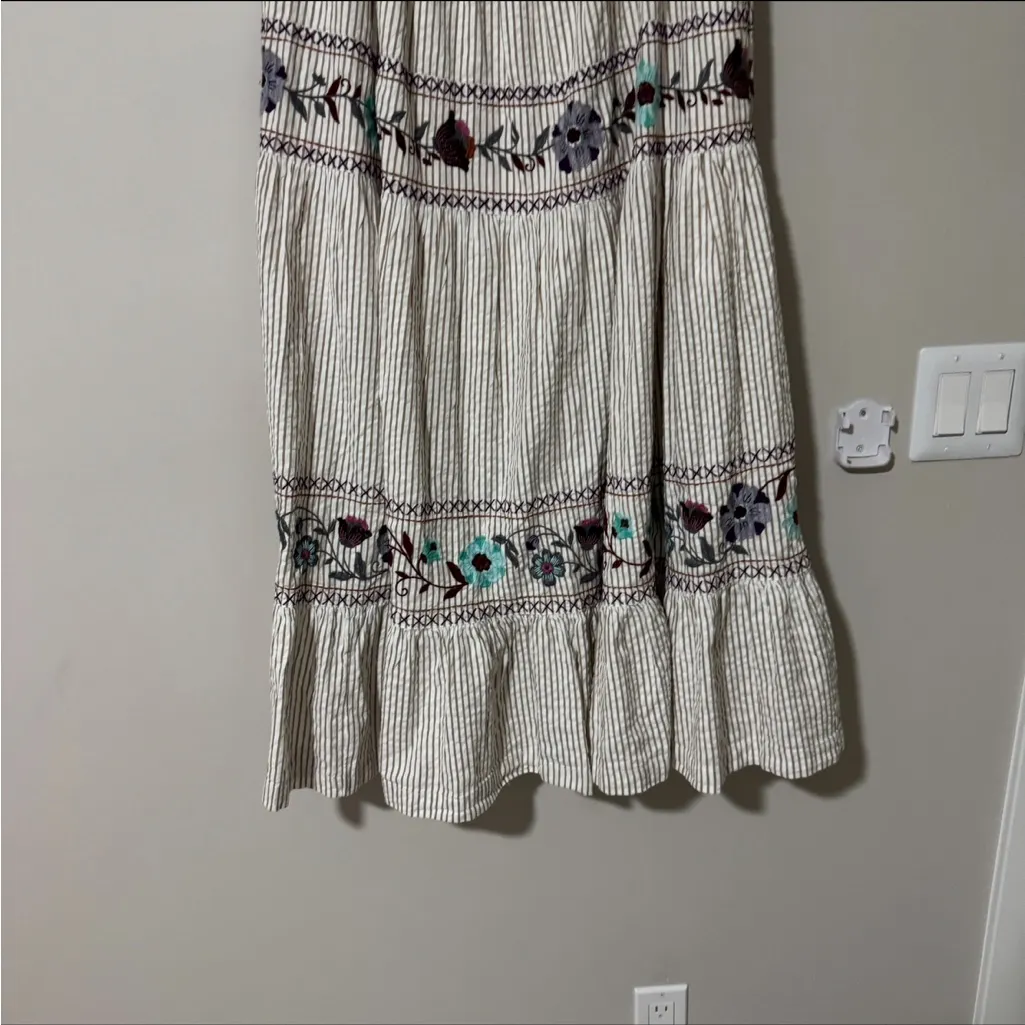 FREE PEOPLE Kalani Midi Dress / Ivory Stripe Combo XL - Image 4