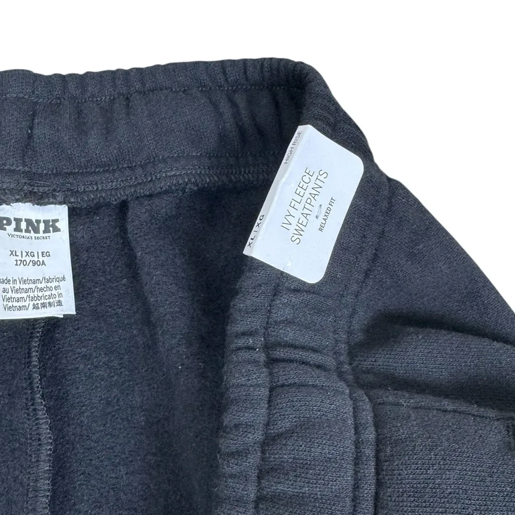 NWT PINK Victoria's Secret Ivy Fleece Campus Black Relaxed Sweatpant Sweatshirt - Image 10