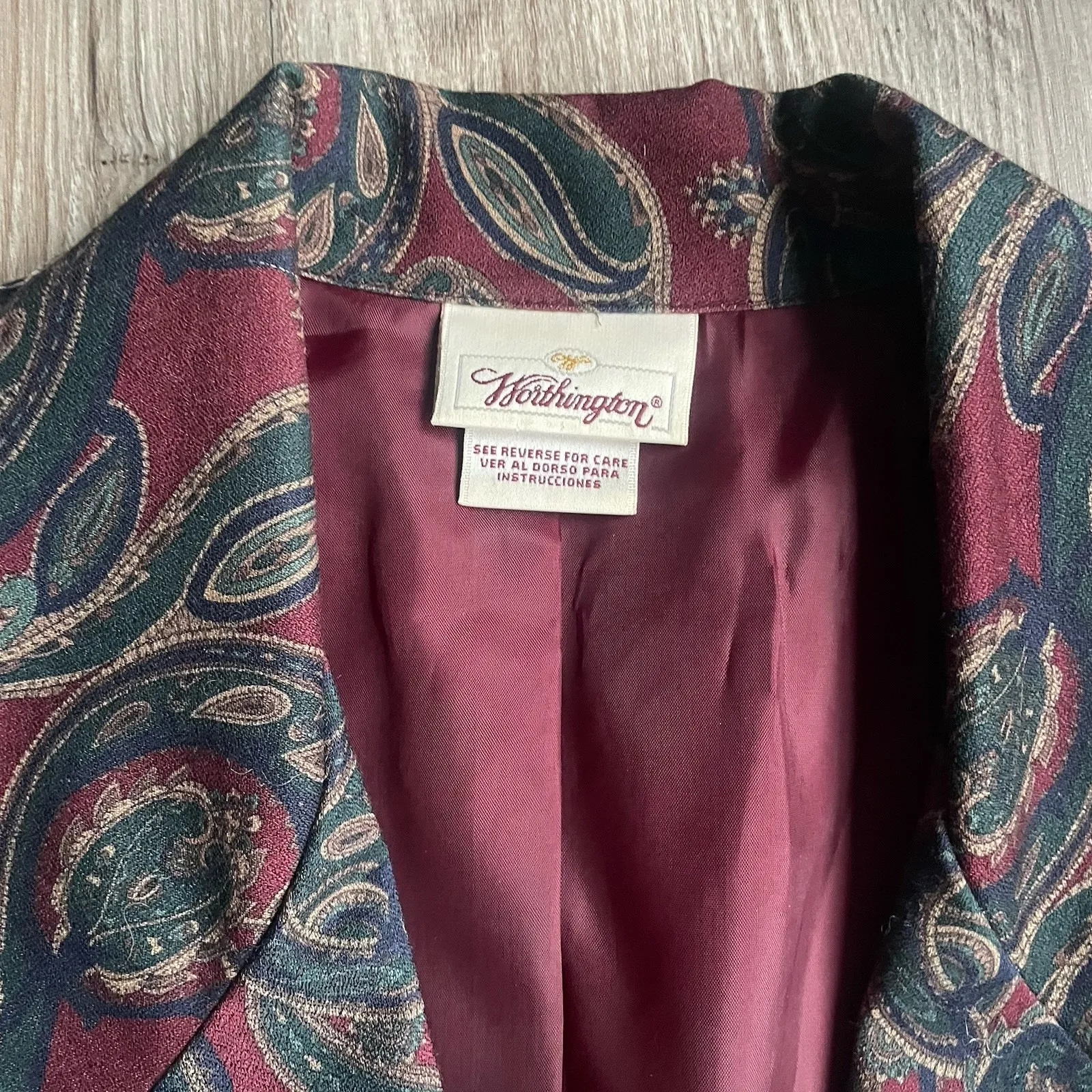 Vintage Worthington Paisley Print Blazer Jacket Women's 16 Light Weight - Image 2