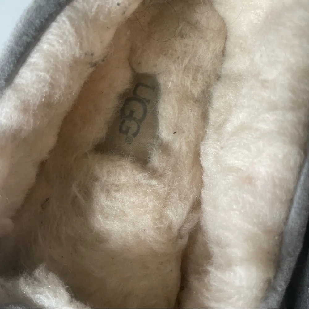 UGG Ansley Gray Water Resistant Suede Indoor/Outdoor Moccasin Slippers - Image 4