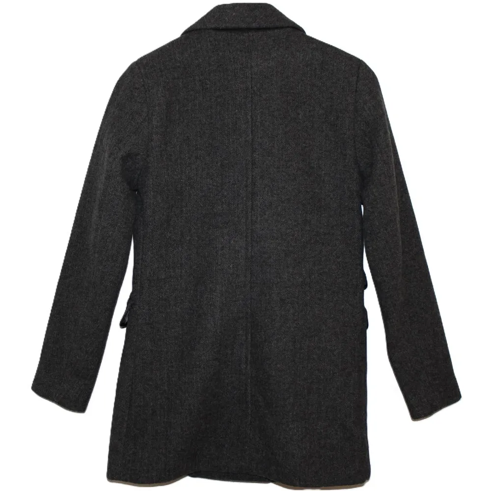 Womens Abercrombie & Fitch Gray Wool Herringbone Pockets Pea Coat Jacket Size S - Image 2